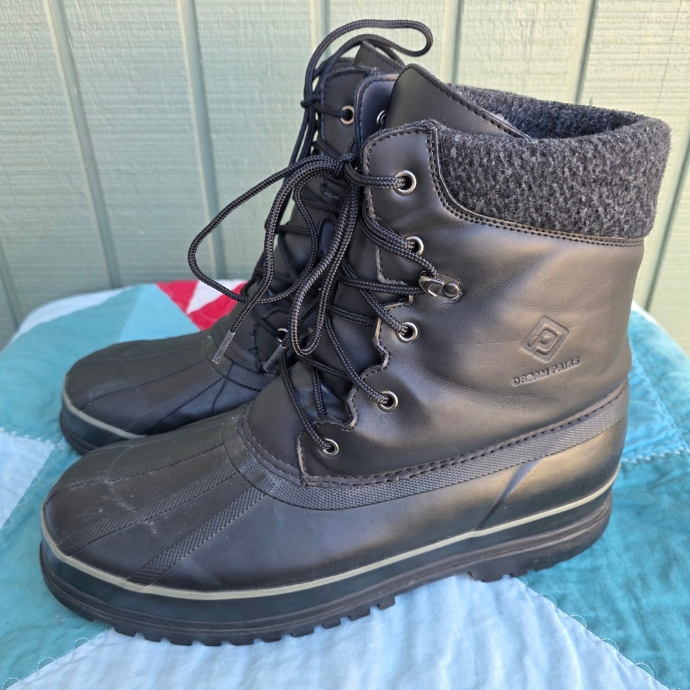 Dream Pairs Snow Boots Mens Size 10 Black Insulated Waterproof Duck Boots